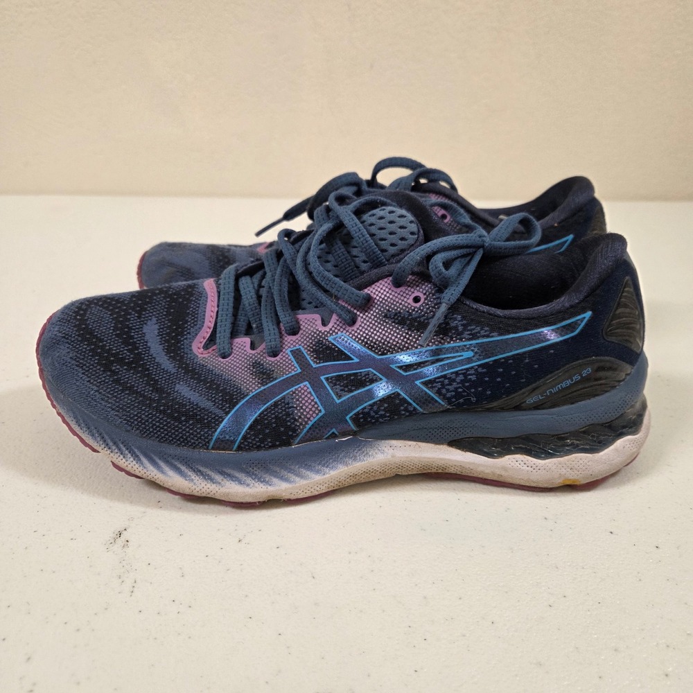 ASICS GEL-Nimbus 23 Womens 8.5 Wide Running Shoes French Blue 1012A884